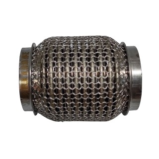 Гофра глушителя 50x100 3-х слойная усиленная Interlock кольчуга (короткий фланец / нерж.сталь), код 50x100VW-OEWalline