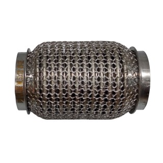 Гофра глушителя 50x120 3-х слойная усиленная Interlock кольчуга (короткий фланец / нерж.сталь), код 50x120vw-oewalline