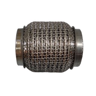Гофра глушителя 55x100 3-х слойная усиленная Interlock кольчуга (короткий фланец / нерж.сталь), код 55x100VW-OEWalline