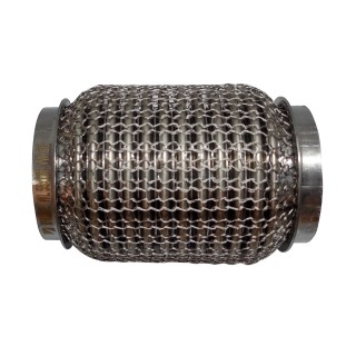 Гофра глушителя 55x120 3-х слойная усиленная Interlock кольчуга (короткий фланец / нерж.сталь), код 55x120VW-OEWalline