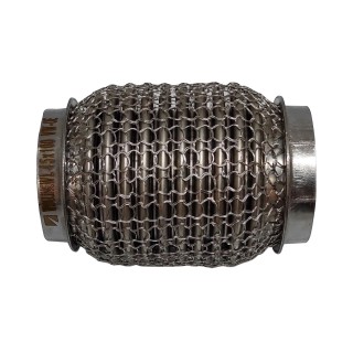 Гофра глушителя 45x100 3-х слойная усиленная Interlock кольчуга (короткий фланец / нерж.сталь), код 45x100VW-OEWalline