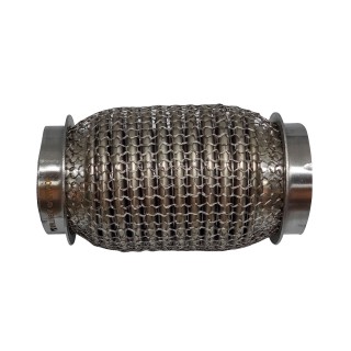 Гофра глушителя 45x120 3-х слойная усиленная Interlock кольчуга (короткий фланец / нерж.сталь), код 45x120VW-OEWalline