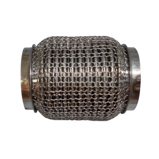 Гофра глушителя 60x115 3-х слойная усиленная Interlock кольчуга (короткий фланец / нерж.сталь), код 60x115VW-OEWalline