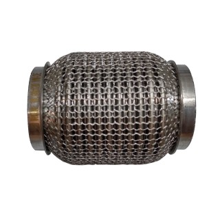 Гофра глушителя 60x120 3-х слойная усиленная Interlock кольчуга (короткий фланец / нерж.сталь), код 60x120VW-OEWalline
