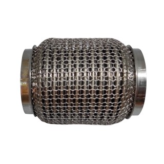 Гофра глушителя 64x120 3-х слойная усиленная Interlock кольчуга (короткий фланец / нерж.сталь), код 64x120VW-OEWalline